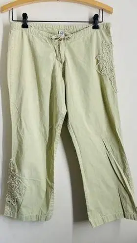 prAna  Organic Cotton Embroidered Crop Pants Light Green size XS