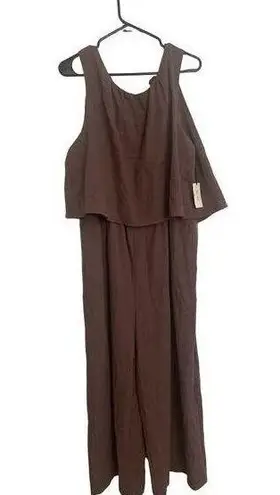 Mila Mae Natural Popover Mocha Brown Jumpsuit, Sz XL