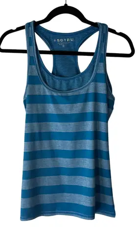 Soybu Blue Striped Racerback Tank Top Size M Workout Activewear Stretch
