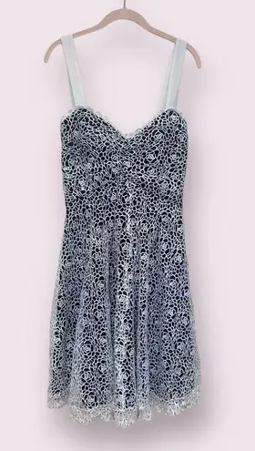 Mignonne Gavigan Anthropologie MIGNON black white lace short party dress size 8