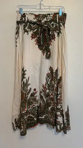 Boho Floral Maxi Skirt Kaktus | Flowy Rayon Festival Gypsy Vibe White Size undefined