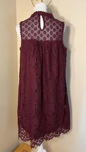 Xhilaration  Maroon Floral Lace Sleeveless Dress Medium