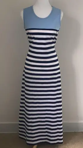 Denim & Co. Blue/White Striped Maxi Dress sz XS Blue