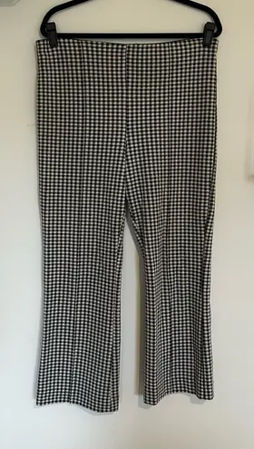 Maeve Black & White Gingham Checkered Wide Leg Pants Side Large