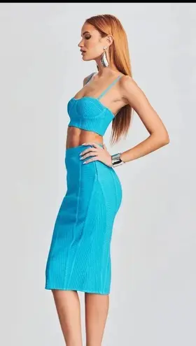 Retrofête RETROFETE - GABI BANDAGE KNIT TOP - AQUA BLUE, Large, $195