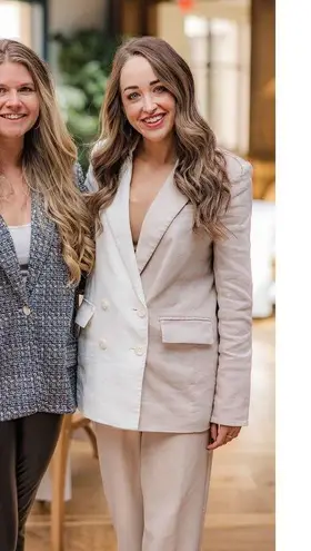 Veronica Beard Off-White Tan Two-Toned Braeton Dickey Jacket Blazer Size 8