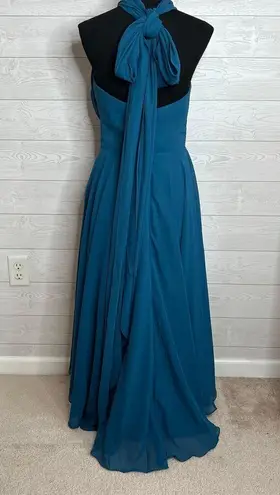 Unbranded teal halter high low bridesmaid/formal dress Size 5 Blue