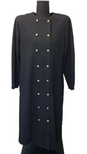 Vintage Button Front Dress Womens Double Breasted Black Classic Shoulder Pads Size 12