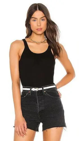 RE/DONE  Ribbed Tank Bodysuit in Black size XS