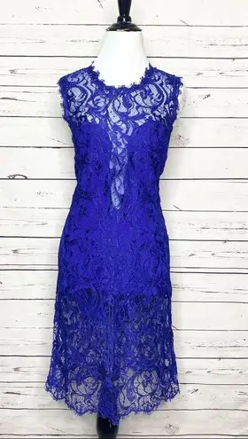 Emilio Pucci Blue Lace Illusion Cocktail Dress Size 10