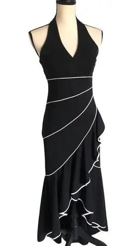 Niki By Niki Livas Black Tiered Halter High Low Ruffle Prom Dress Size 4