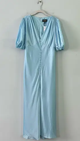 Alexia Admor NWT Lorelei Halogen Blue Satin Button Midi Dress