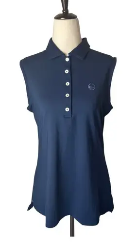 Peter Millar Shirt Women Medium Navy Sleeveless Performance Polo UPF 50 Preppy