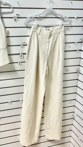 Nadine Merabi Cate Waistcoat & Wide Leg Trouser Pants Set Cream Women's Size XS