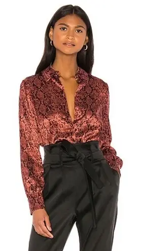 Cinq à Sept NWT 100% Silk Python Print Isha Blouse in Rosewood Size M Size M - Image 1