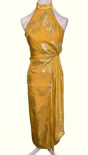 House of Harlow 1960 + REVOLVE Monika Halter Midi Dress in Mustard Gold Size XS Yellow