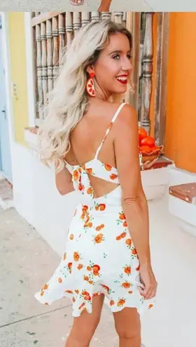 Wild Fable  White Fit and Flare Dress with Clementines or Oranges Women’s Large