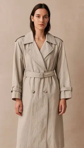 London Fog Vintage khaki Thinsulate 3M Double Breasted Long Trench Coat