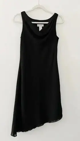 Alyn Paige Vintage Y2K Asymmetric Cowl Neck Midi Dress Black Size 5/6
