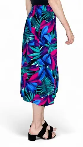 Kathie Lee Vintage Colorful Plant Tropical Printed Midi Skirt