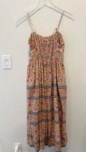 PLACE NATIONALE X NUULY Printed Tie Shoulder Midi Dress size Small Pink