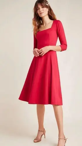 Maeve x Anthropologie Red Jocelyn Midi Dress Size Small