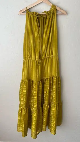 Ted Baker Eymilia Jacquard Halterneck Midi Dress US 10 Yellow