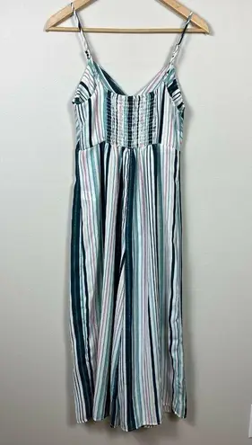 Xhilaration  Jumpsuit Small‎ Striped Multicolor Palazzo Pants V-Neck Tie Cutout S