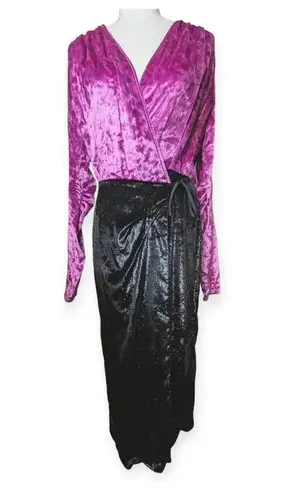 The Attico Velvet Wrap Dress Black Pink Size X