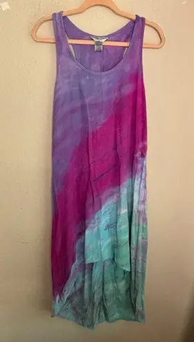 Hard Tail Forever Pink Purple Tie Dye Ombré Asymmetrical Maxi Tank Dress M Size M