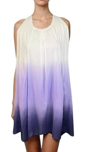 Sisley purple Ombre Bubble hem mini Dress Cotton summer sleeveless resort wear Size M