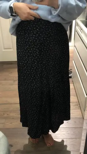 Laura Ashley Vintage Black Floral Midi Skirt