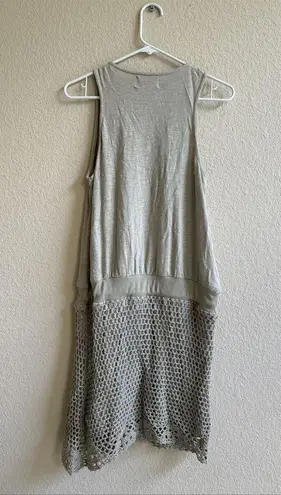 Hummingbird HuMMING Tan Crochet Dress w/Crocheted Hem and Flowers Women's Size Size L Summer