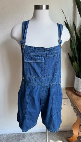 Vintage 90s Denim Shortalls – Size M – Dark Wash Cotton Overalls Blue Size M
