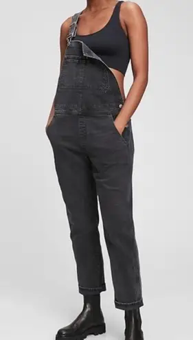 Gap washed black straight leg overalls