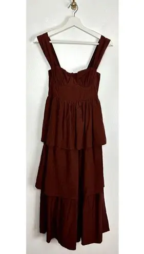 We Wore What Corset Poplin Maxi Dress in Smoked Paprika Size US 0