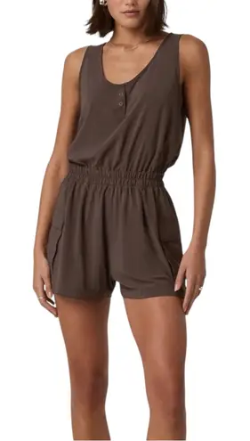 Vuori NWOT Villa Chocolate Brown Sleeveless Utility Romper XL in Java