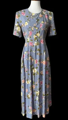 Vintage Small Dress 90s Y2K Maxi Boho 4 Dress Midi Cottage Grunge Floral Tie Purple