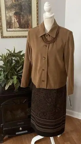 Briggs New York 2PC Suite Skirt 6P Jacket PS Padded Shoulder Button Long Sleeve