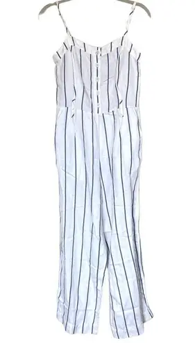 Rails Happer Prato Stripe Wide Leg Linen Jumpsuit White Size Small Coastal Beach