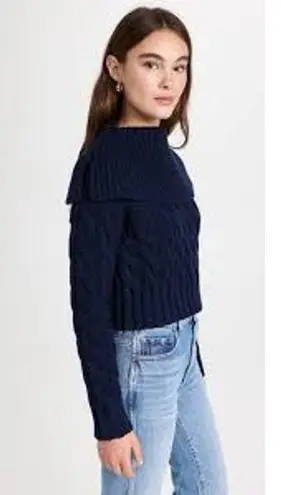 Rebecca Taylor Chainette Sweater Cable Knit Navy Blue Small S CHUNKY MERINO WOOL - Image 2