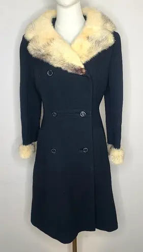 Vtg Rothchild's Selma Alabama Black Wool Princess Coat Mink Fur Shawl Collar Size undefined