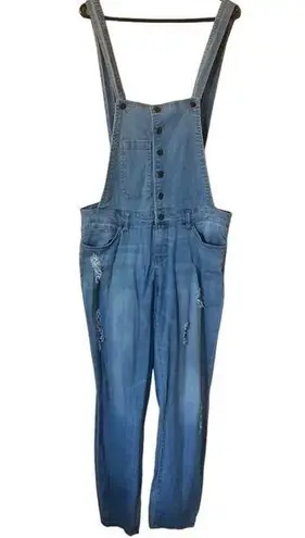 Life in Progress Light blue distressed denim overalls