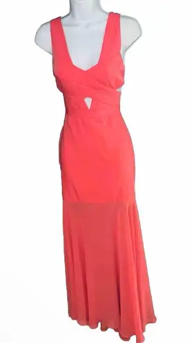 BCBGMAXAZRIA Coral Pink Orange Formal Party Maxi Dress Gown Womens XS - Small 0