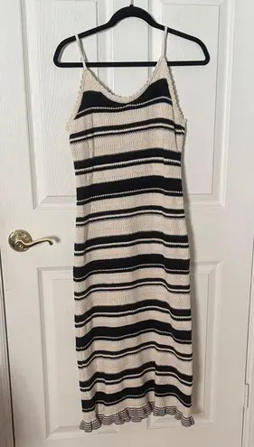 Striped Black and Cream Knit Dress freshman 1996 medium