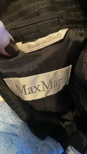 Max Mara Vintage Italian Wool Black Pinstripe Suit // Size 32” waist