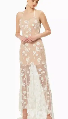 Elliatt Retusa Embellished Mesh Gown XS New with Tag with Sheer Panel Prom Bride