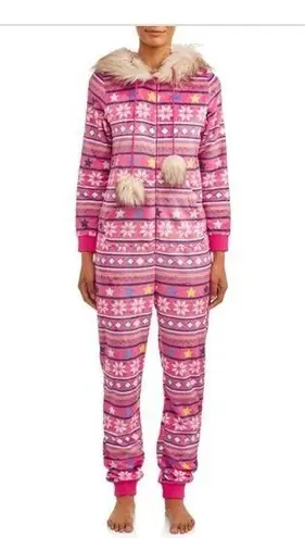 Holiday Time women’s small faux fur trim union suit