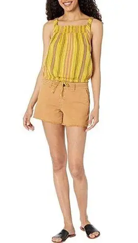 prAna New Smocked Tie Hem Tank Top Little Palm Cami Leapfrog Stripe Size Large