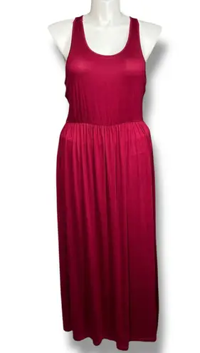 Boutique Womens Maxi Dress Sleeveless Tank Top Elastic Waist Scoop Neck Red 2XL